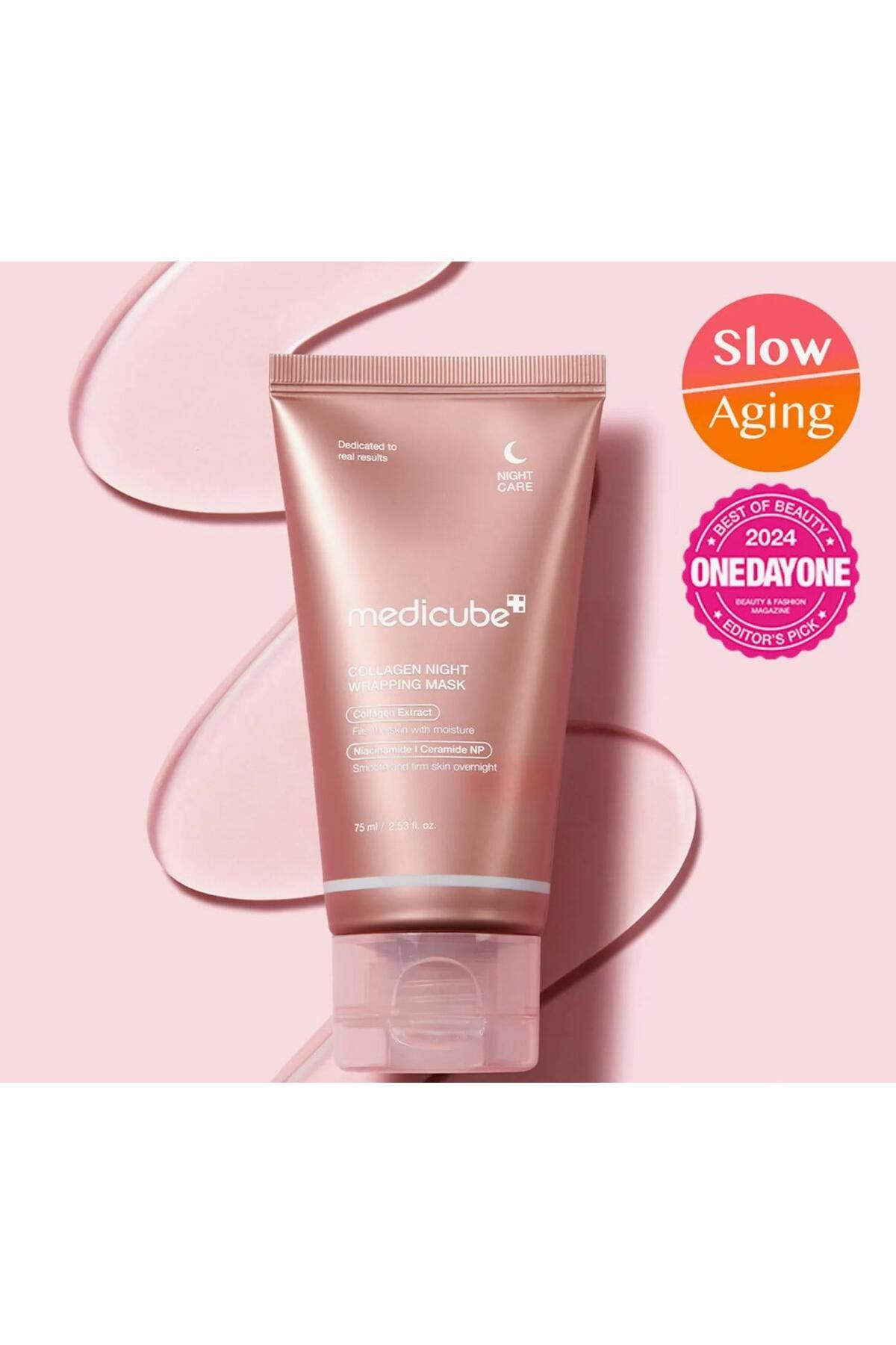 ماسک صورت خواب بسته بندی شده با رنگ آمیزی شبانه 75ML +برس Medicube
