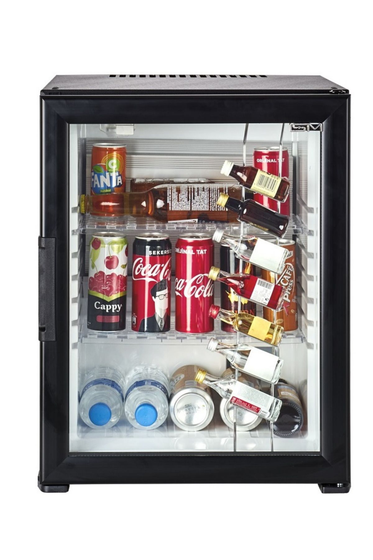 ISM 40 Lt Sessiz Minibar Buzdolabı Cam Kapaklı Otel Tipi Şarap & İçecek Soğutucu – Siyah