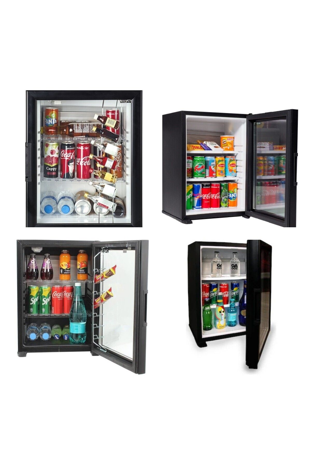ISM Minibar Şarap ve İçecek Soğutucu Mini Buzdolabı Cam Kapılı Sessiz Otel Tipi, Şık Siyah Tasarım