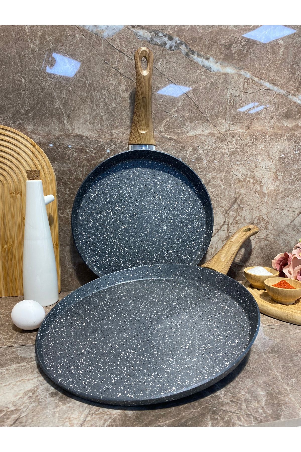 Elvira Granit 2 Parça Krep tava-gri (28-30 cm)