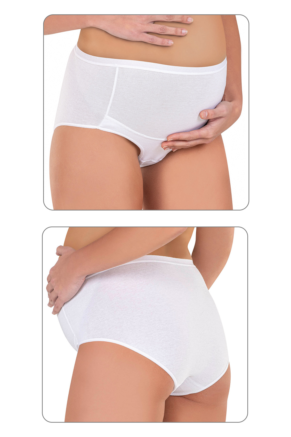 ÖZKAN underwear Özkan 23582 3'lü Paket Kadın Siyah Beyaz Ten Rengi Pamuklu Likralı Süprem Hamile Lohusa Yüksek Bel B fotoğrafı 5 (önizleme)