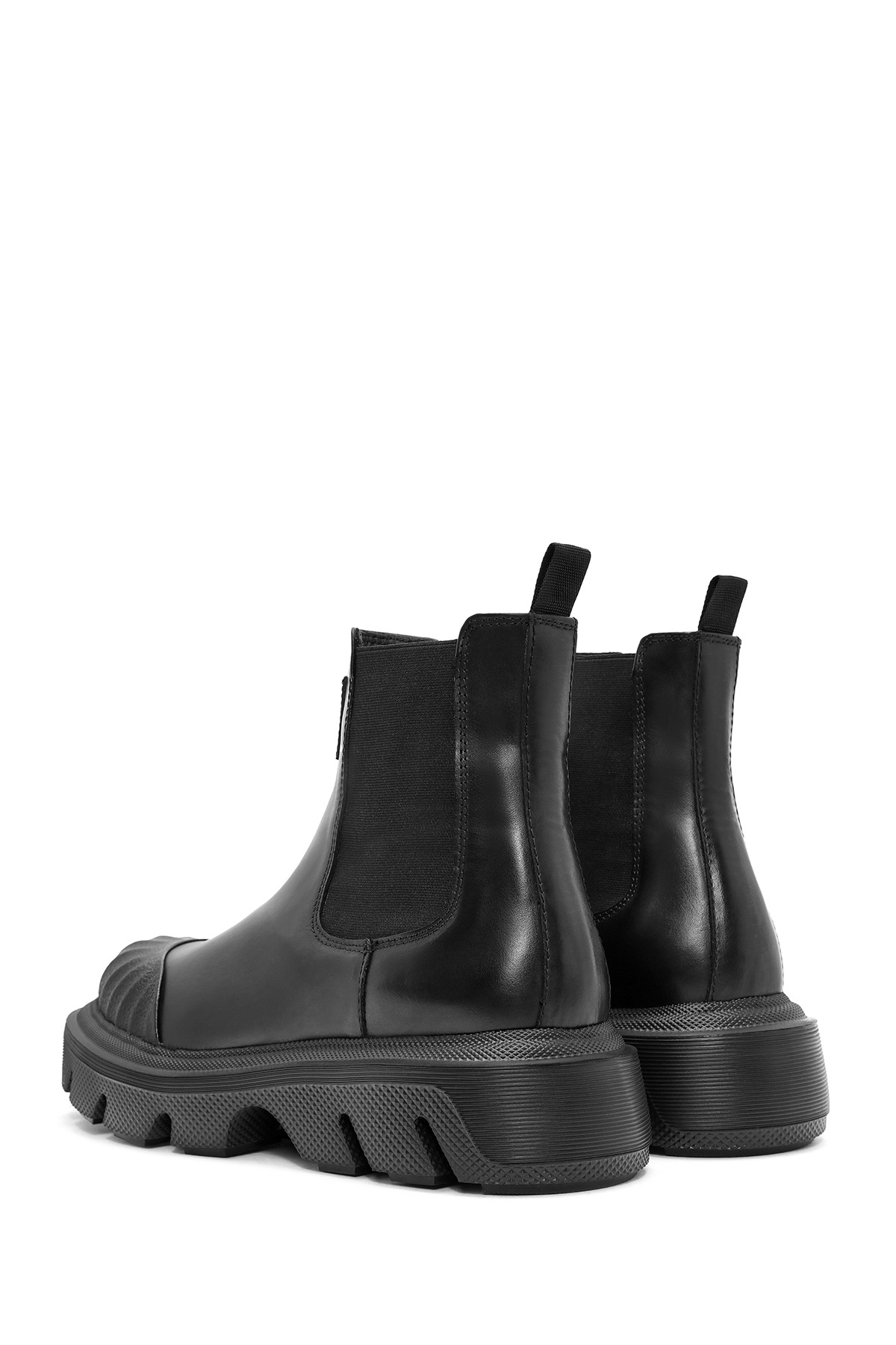 Derimod-Men's Black Thick Soled Leather Chelsea Boots 24Wfd 650418 6