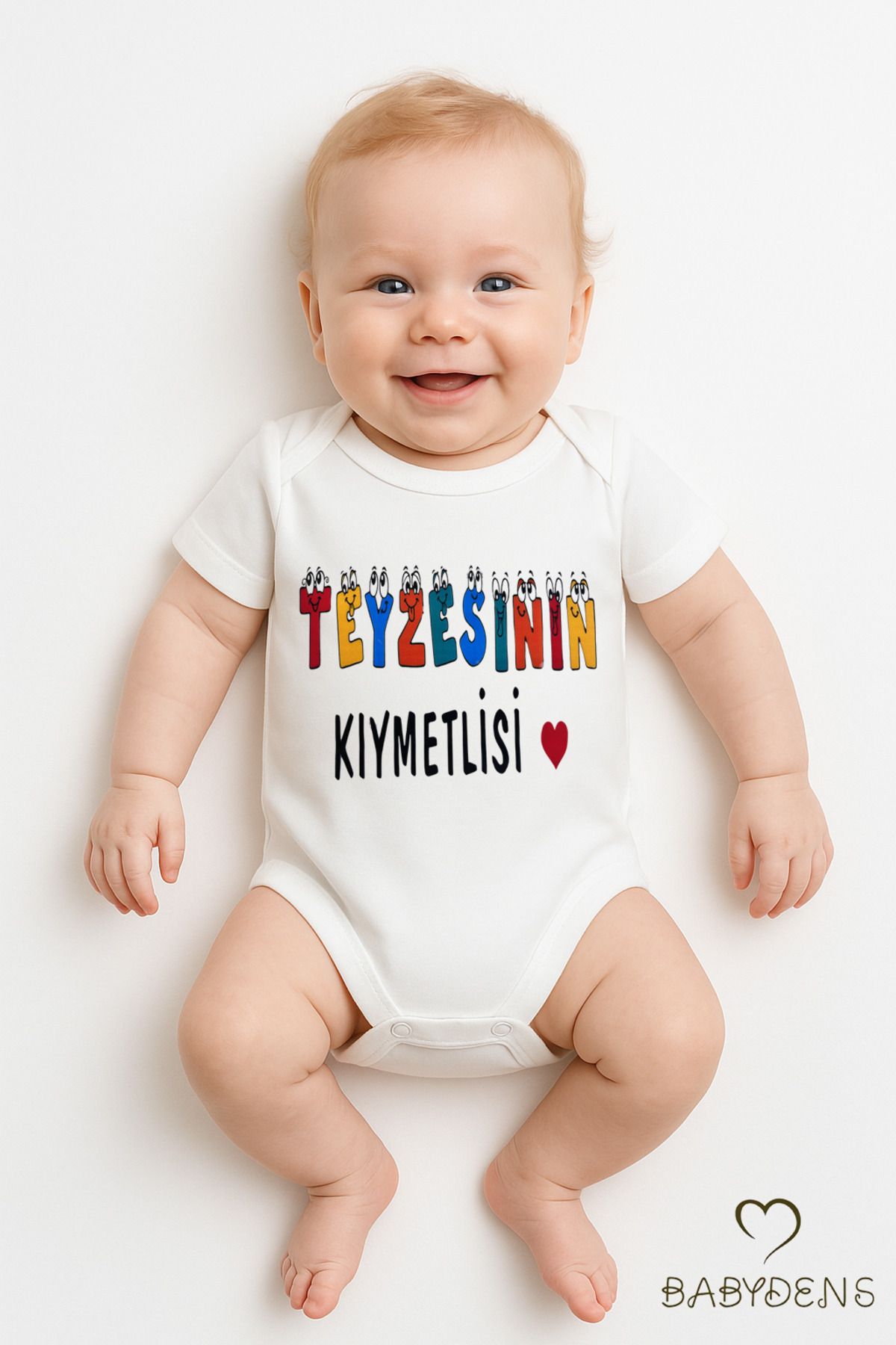 BABYDEN'S Teyzesinin Kıymetlisi Yazılı Bebek Body | %100 Pamuk Çıtçıtlı Tulum Zıbın | Kısa Kollu Unisex
