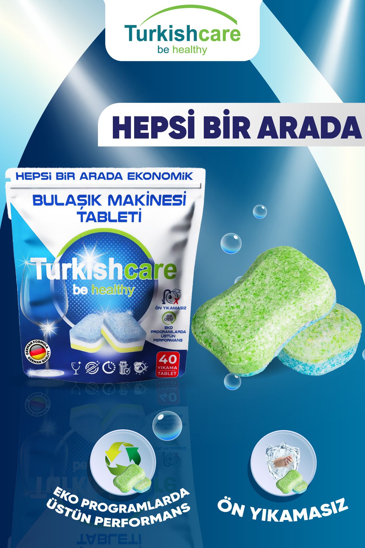 Turkishcare Ekonomik 40 Yıkama Bulaşık Deterjanı Tablet