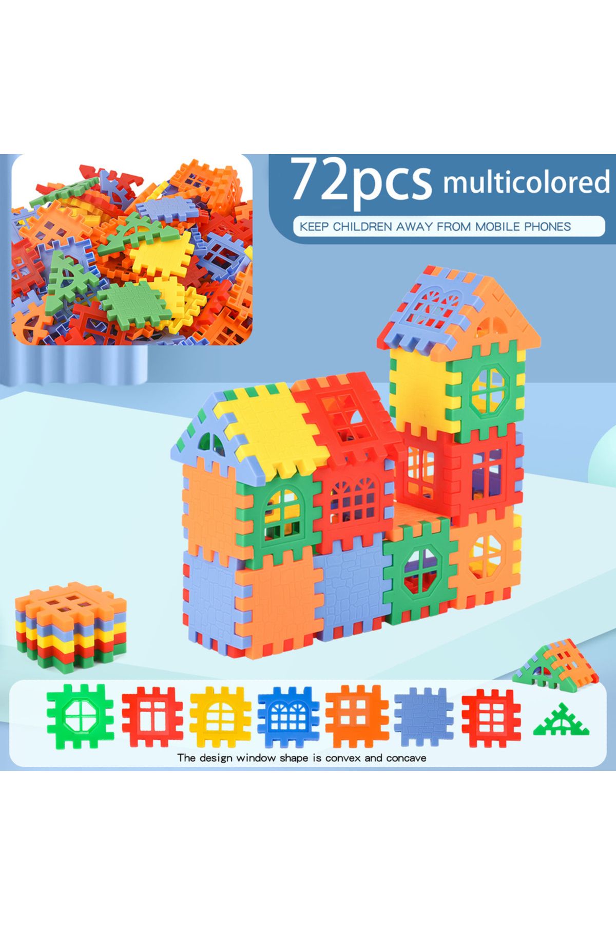 Choice-72pcs Children Building Houses, Building Blocks, Assembling Toys, Puzzle, Large Particle Blocks, Wal 6