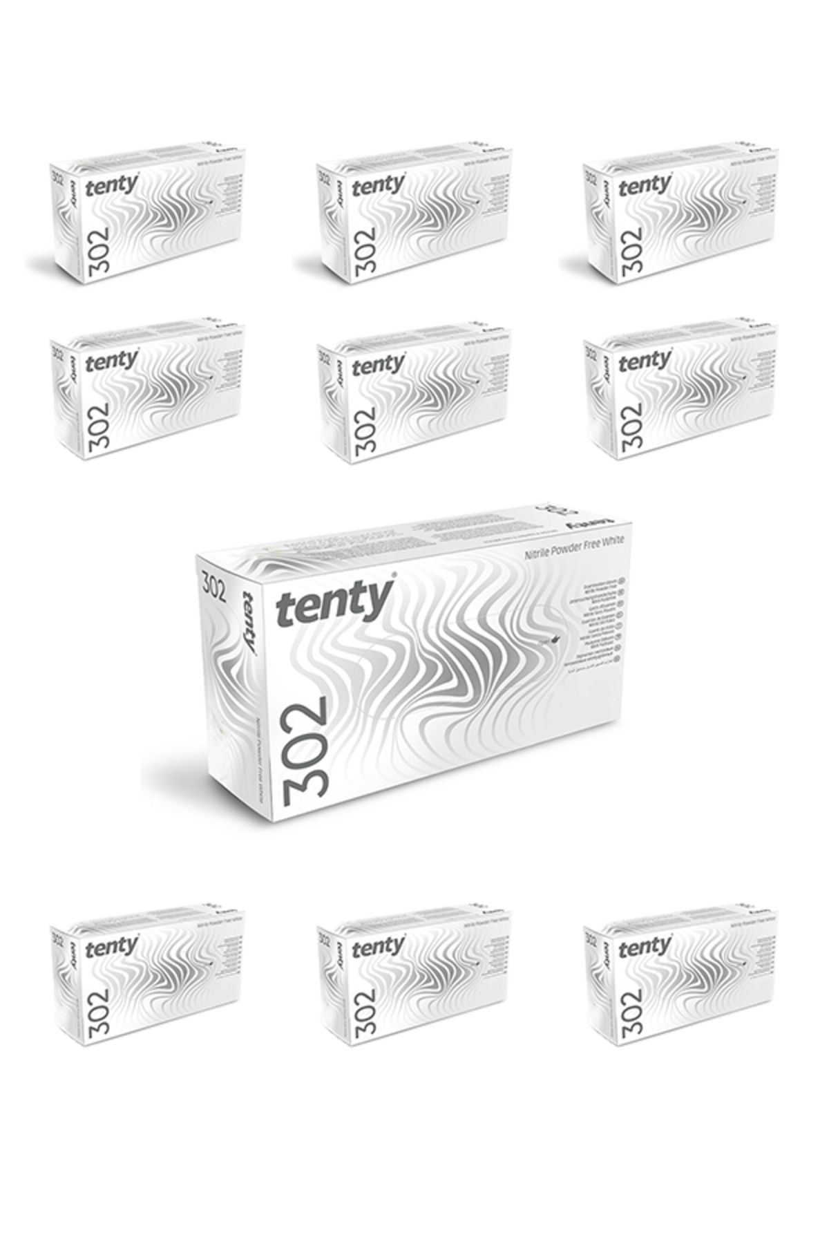 Tenty 302 Beyaz Nitril Pudrasız Eldiven M Beden 100'lü 10 Paket