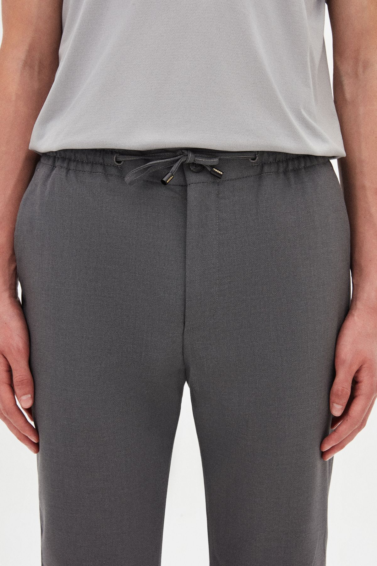 Tween Relaxed Fit (PİLESİZ) Gri Armürlü Kumaş Pantolon