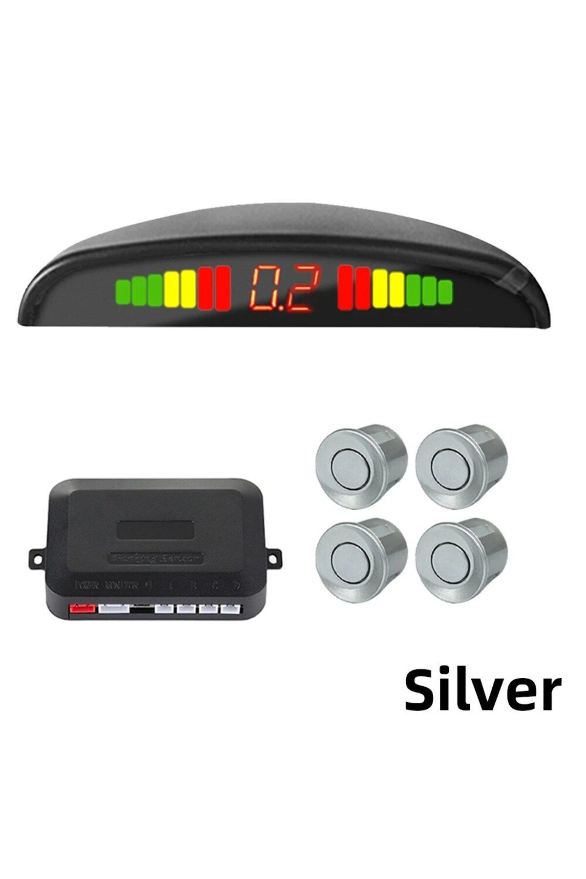 Choice-Silver Hippbqcc Car Parking Sensors Parking Kit Led Display 22mm 4sensors Backlight Reverse Backup R 1