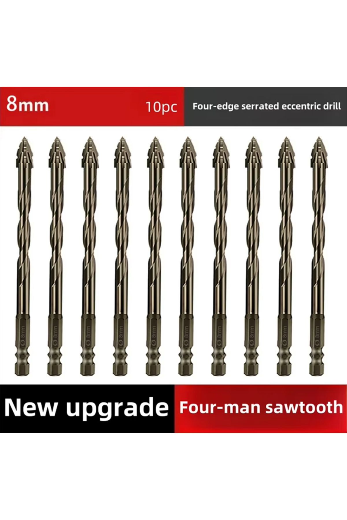 Choice-10 PCS 8 mm 4-Blade Saw Tooth Eccentric Drill Bit for Wood/Metal/Concrete,High-Speed Steel,Heat-Resi 1