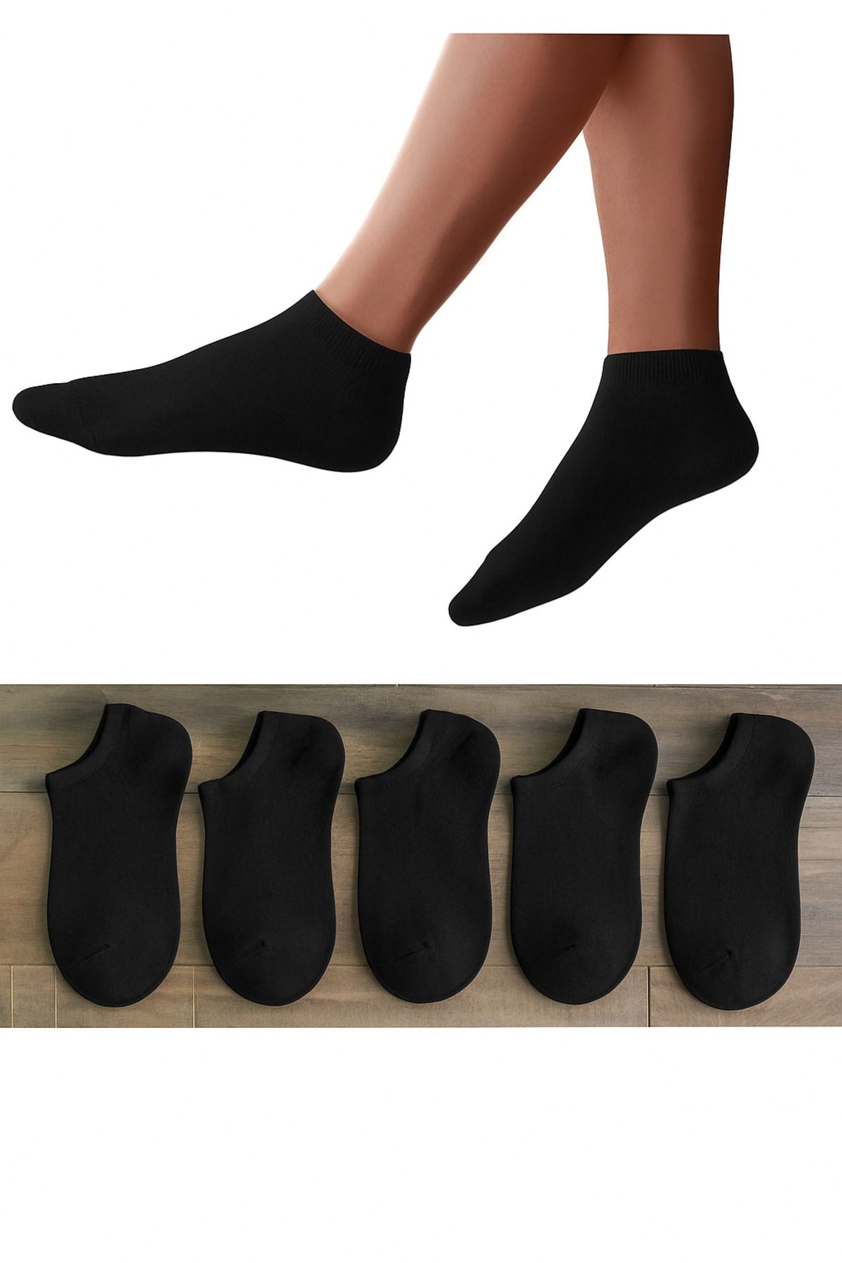 TTWAY 5'li Siyah Patik Çorap Spor Çorabı Pamuklu Unisex
