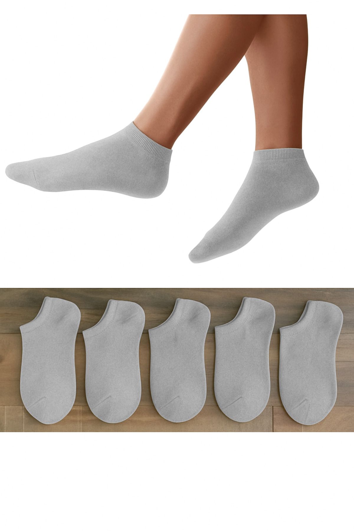 TTWAY Unisex 5'li Gri Patik Çorap Spor Çorabı Pamuklu