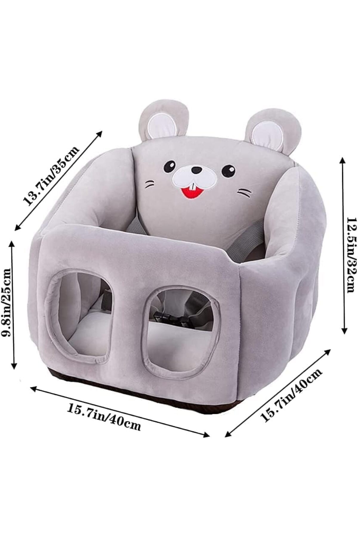 كرسي بذراعين من القطيفة للأطفال مقعد دعم لأريكة الأطفال لتعلم الجلوس على شكل حيوانات ناعمة