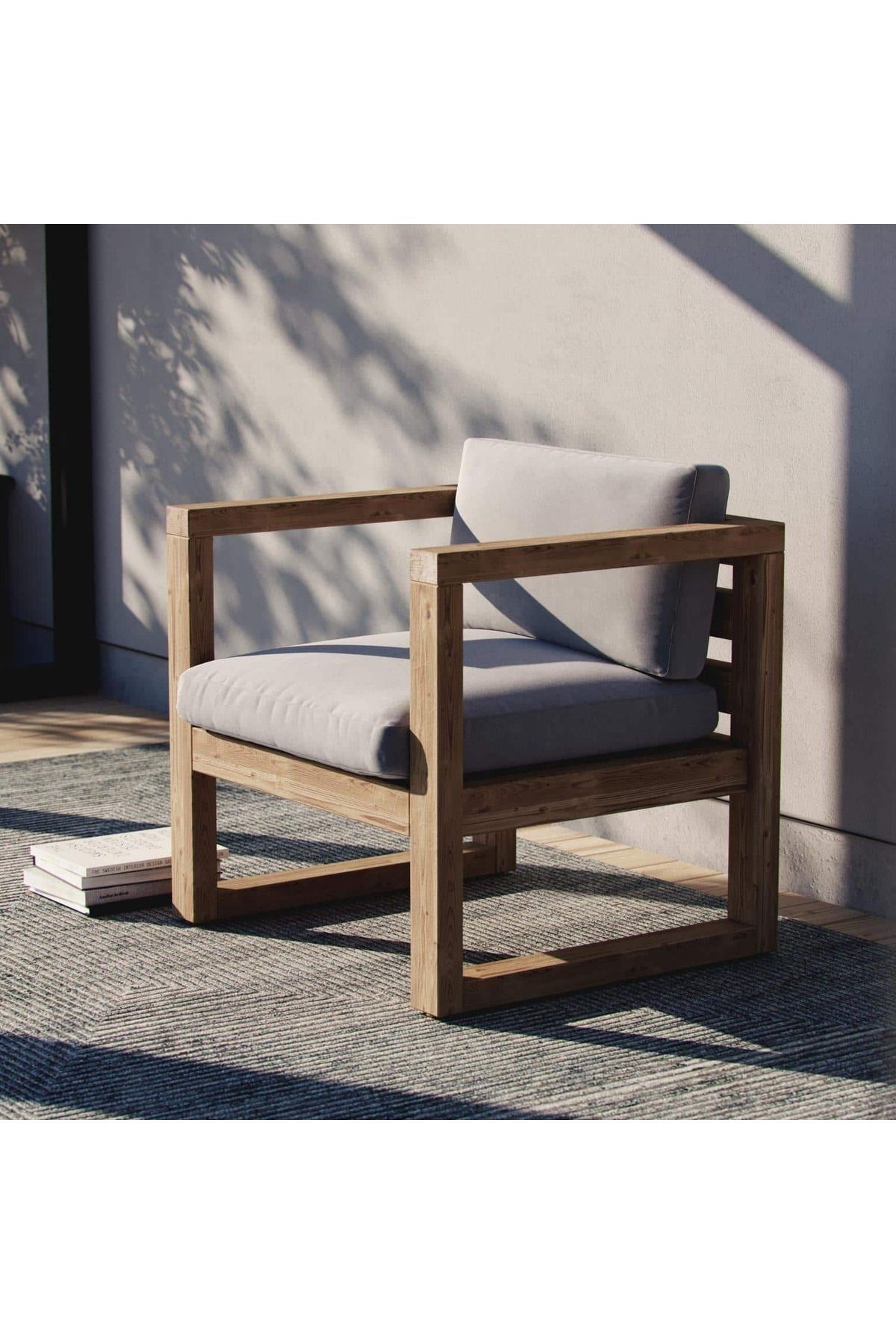 SERAHŞAP Ahşap Balkon, Bahçe Tekli Koltuk Modern Dış Mekan Mobilyası