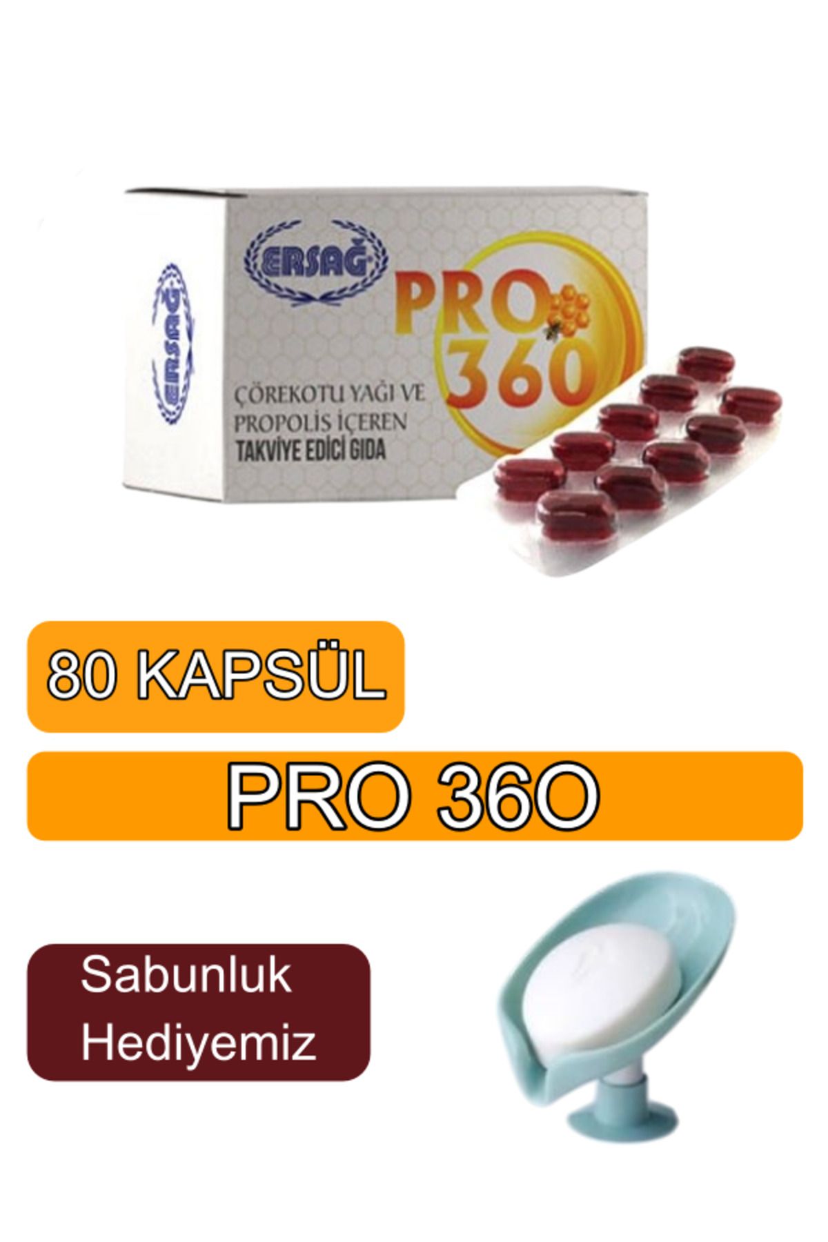Ersağ Pro 360 ,propolis Ve Çörekotu Yağı Içeren Gıda Takviyesi ( Sabunluk Hediyemiz ) 2052-001