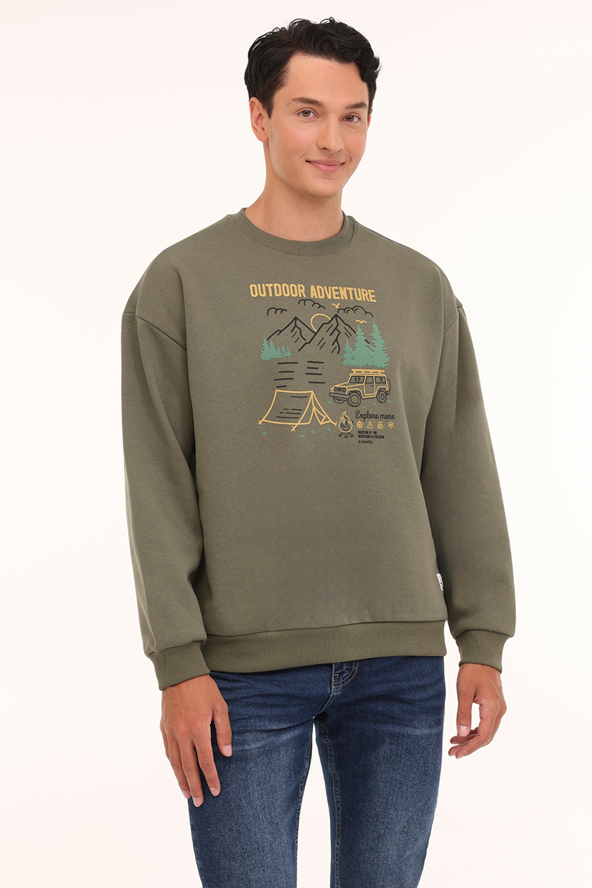 کینتکس سویشرت مردانه خاکی ML FIRE 16OTD103 4PR