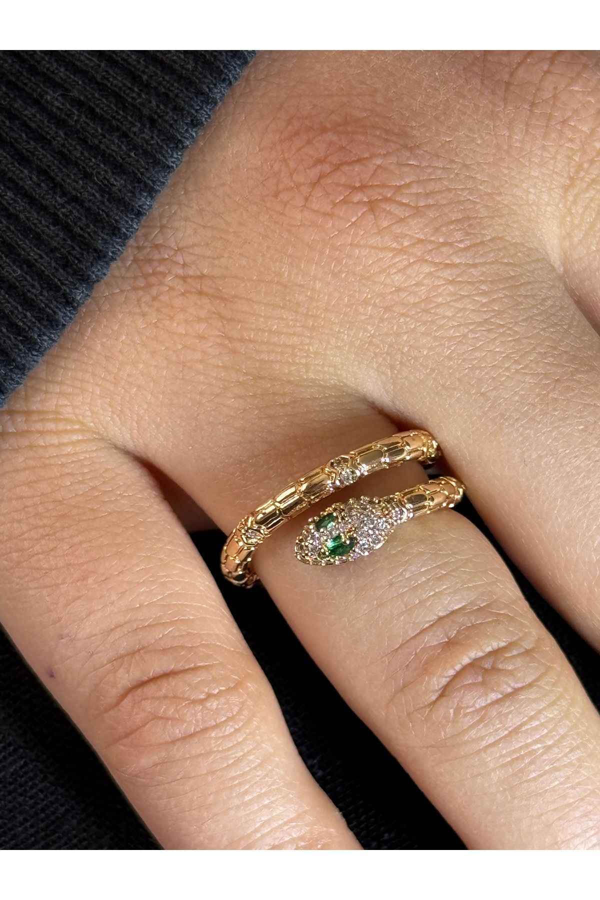 XUPING JEWELRY 18K ayarlanabilir yılanlı gold çelik yüzük paslanmaz kararmaz