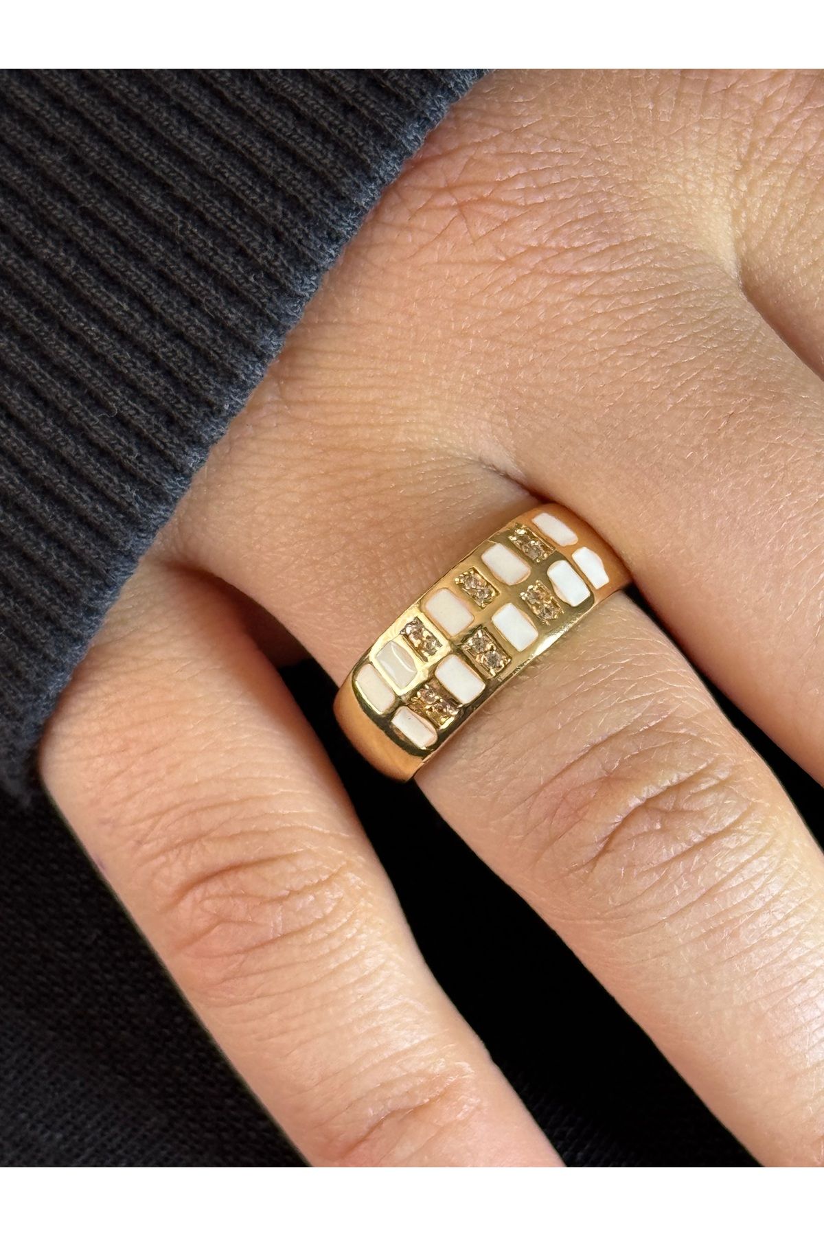 XUPING JEWELRY 18K ayarlanabilir zirkon taşlı gold çelik yüzük paslanmaz kararmaz