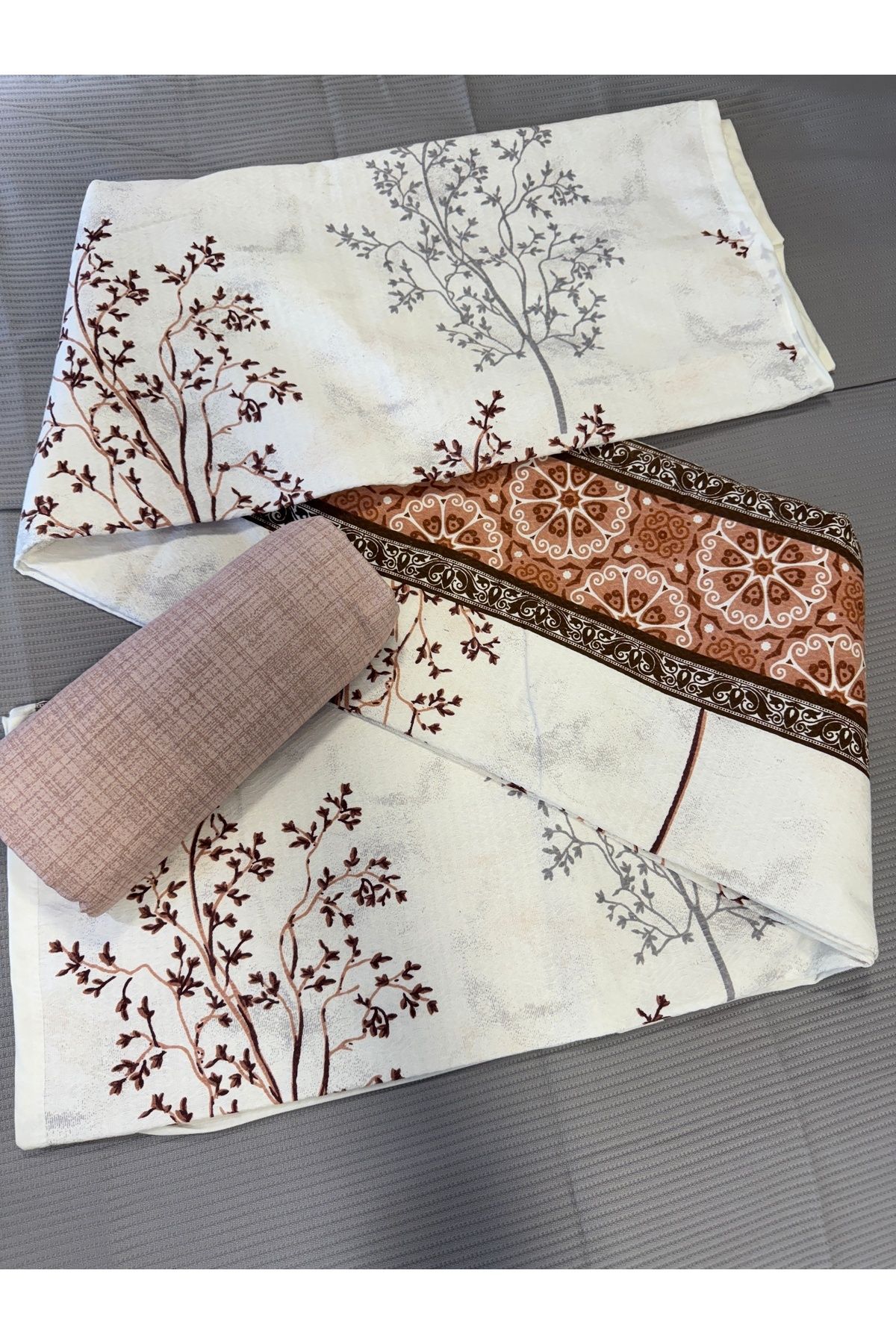 ŞENER HOME-Border Patterned Sheet Elastic Double Pique Set 8