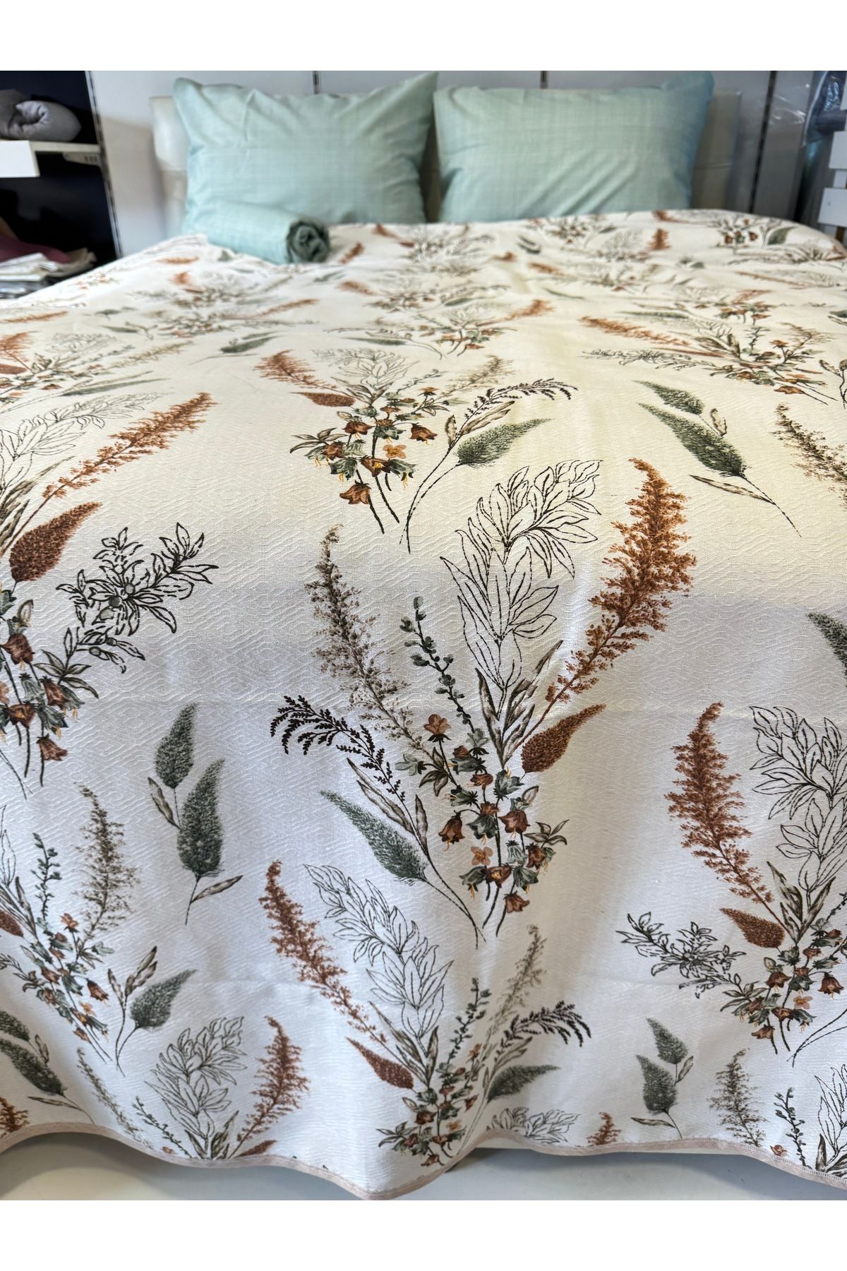 ŞENER HOME-Başak Patterned Sheet Elastic Double Pique Set 5