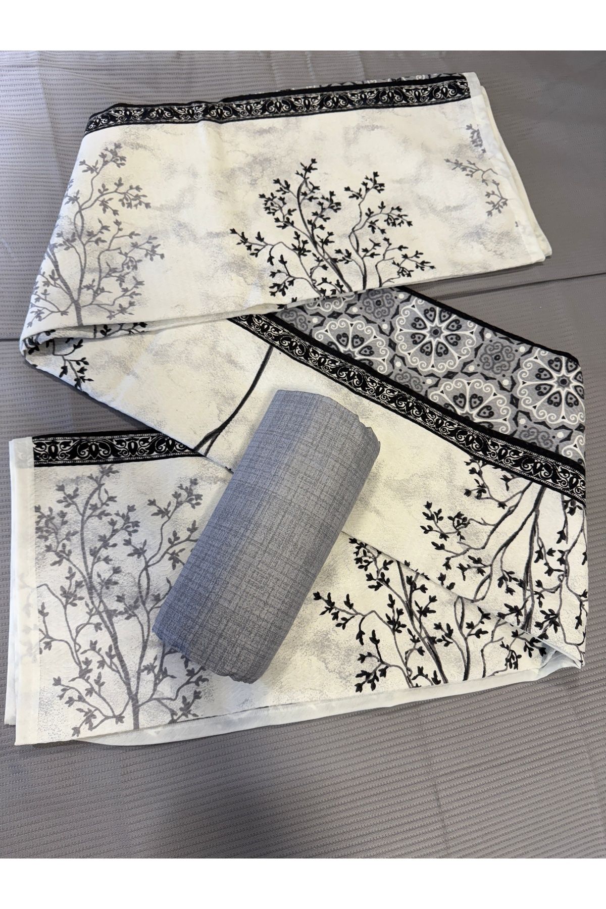 ŞENER HOME-Border Patterned Sheet Elastic Double Pique Set 8