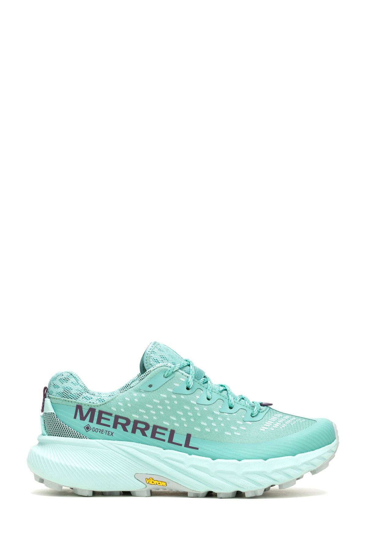 اسنیکر آبی زنانه PEAK 5 GTX در حال رانینگ Merrell