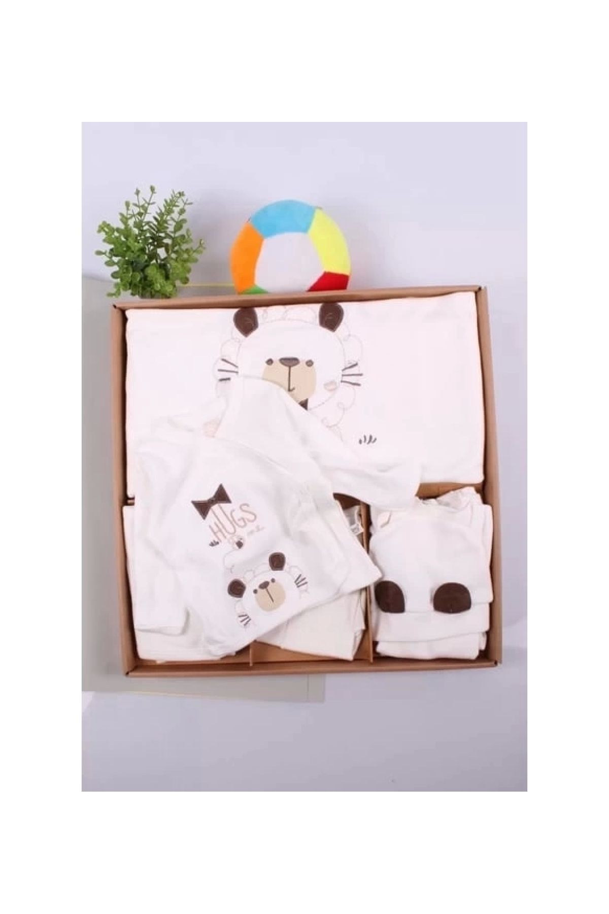candar Ayıcık Desenli 10 Parça Kutulu %100 Pamuk Erkek Bebek Hastane Çıkışı