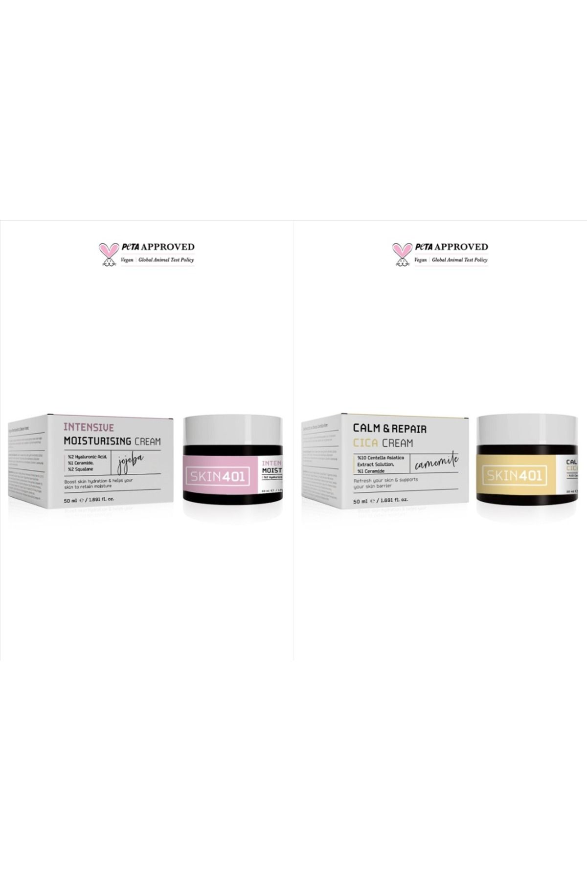 Skin401 Ultra Nemlendirici ve Bariyer Onarıcı Cica Krem Seti