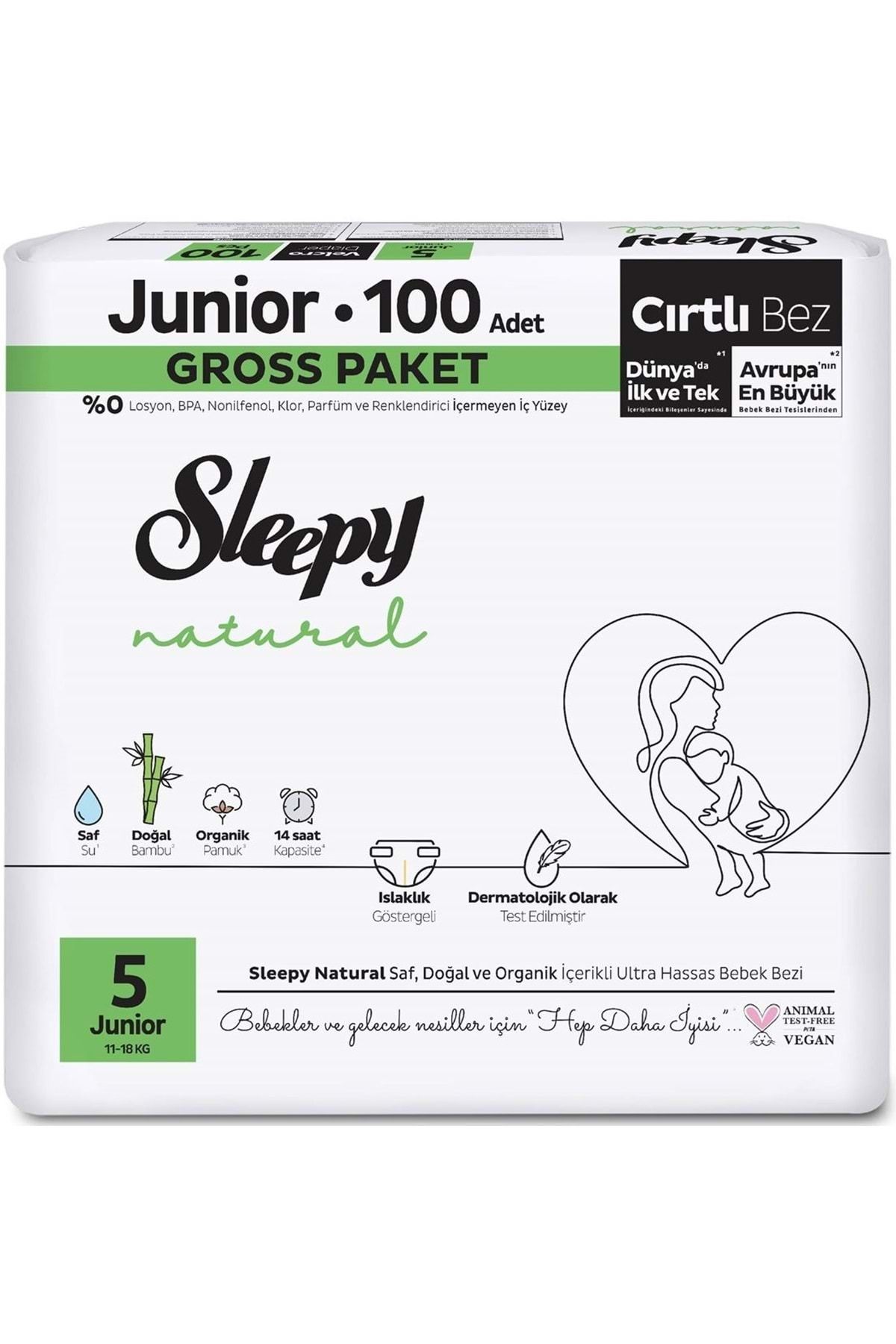 Sleepy Bebek Bezi Natural Beden:5 (11-18KG) Junior 78 Adet Ultra Pk