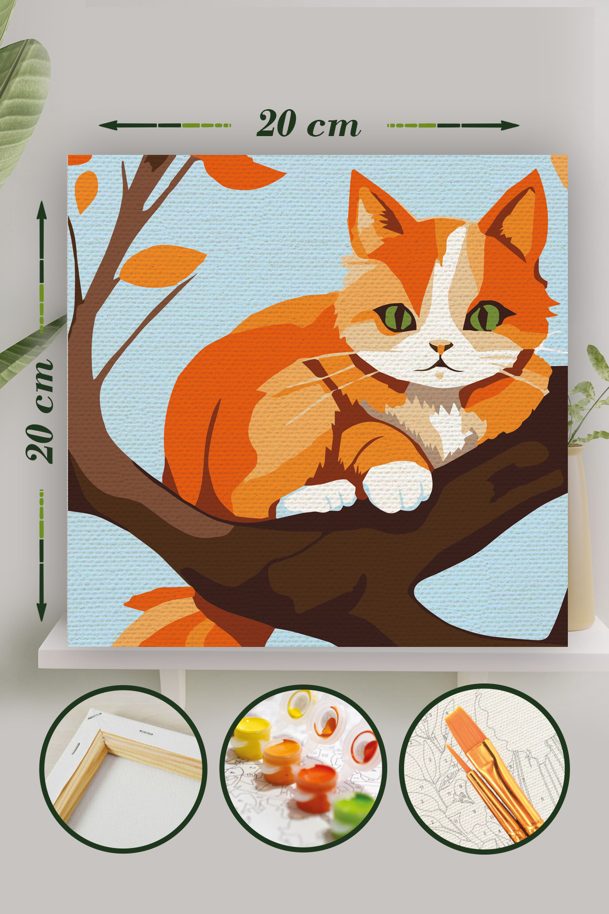 Palmiye Hobi Sanat Kırtasiye Sayılarla Boyama 20x20 Cm Tuval Seti Fırça Boya Dahil Çıtaya Gerili - Sarman