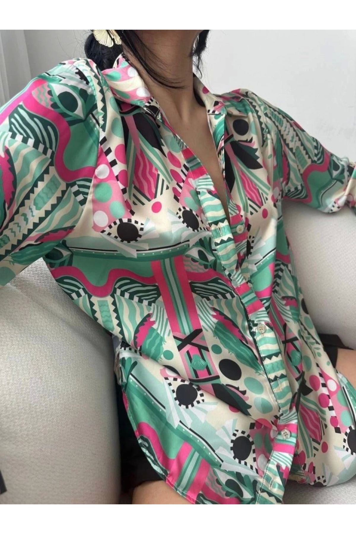 POLEXP Desenli Oversize Gömlek - Tarzınızı Yansıtan Rahatlık