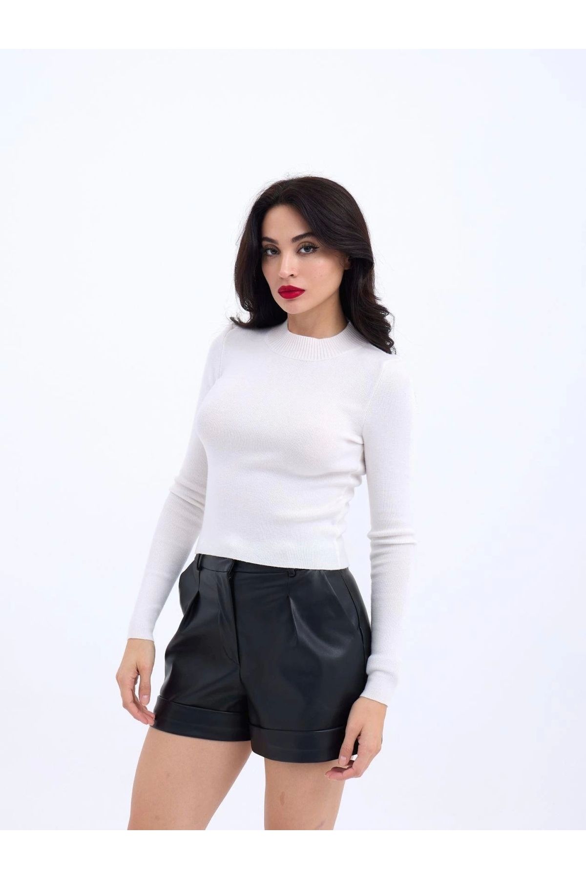POLEXP Trendy Ekru Triko Kazak