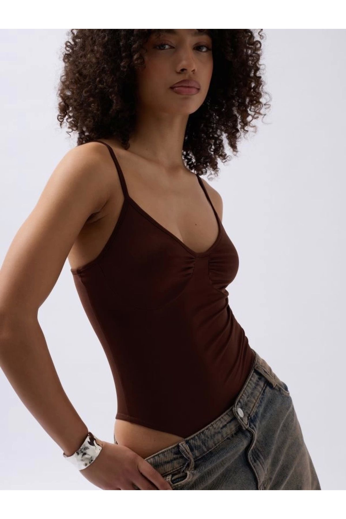 POLEXP Şık Büzgülü Askılı Bodysuit