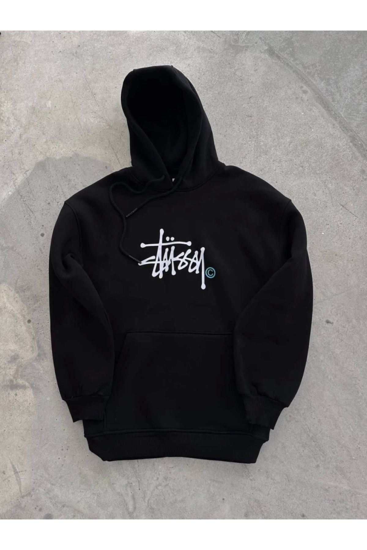POLEXP Siyah Kapşonlu Baskılı SweatShirt