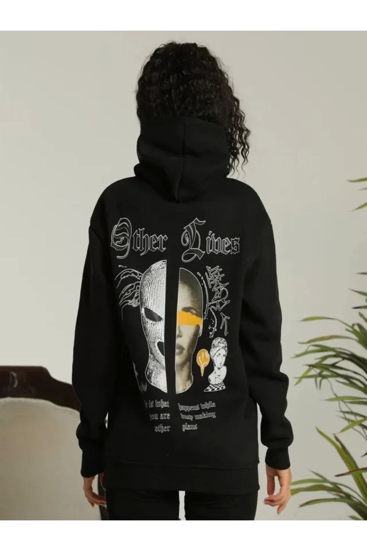 POLEXP Oversize Kapüşonlu Siyah Sweatshirt