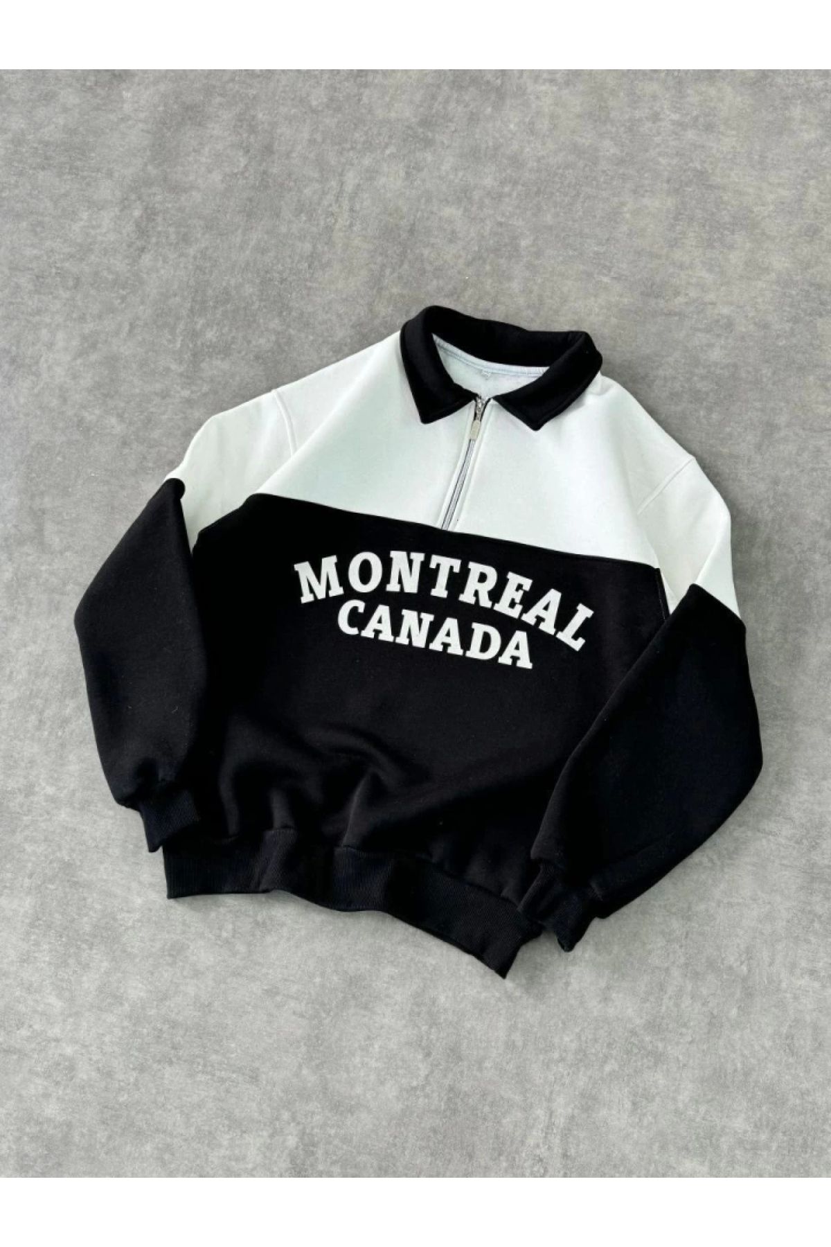 POLEXP Siyah Yarım Fermuarlı Sweatshirt