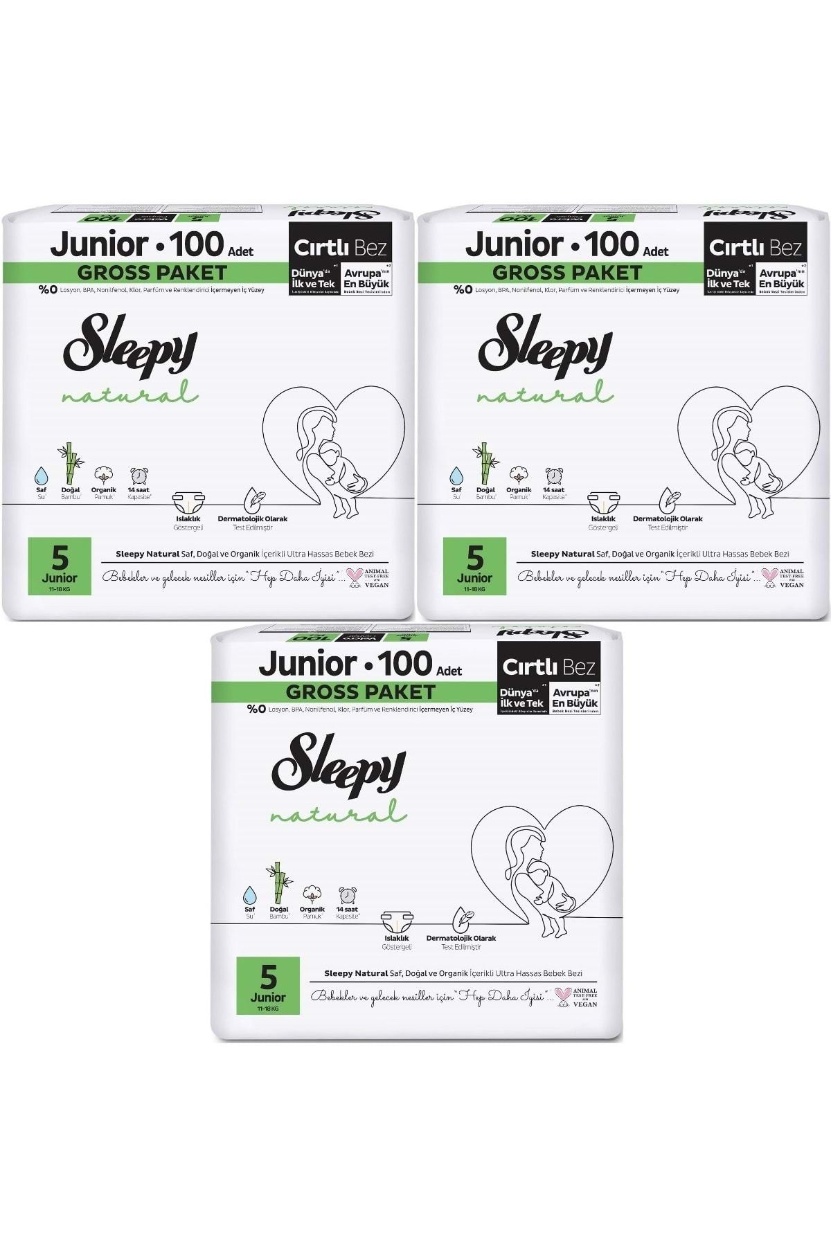 Sleepy Bebek Bezi Natural Beden:5 (11-18KG) Junior 234 Adet Aylık Ultra Pk