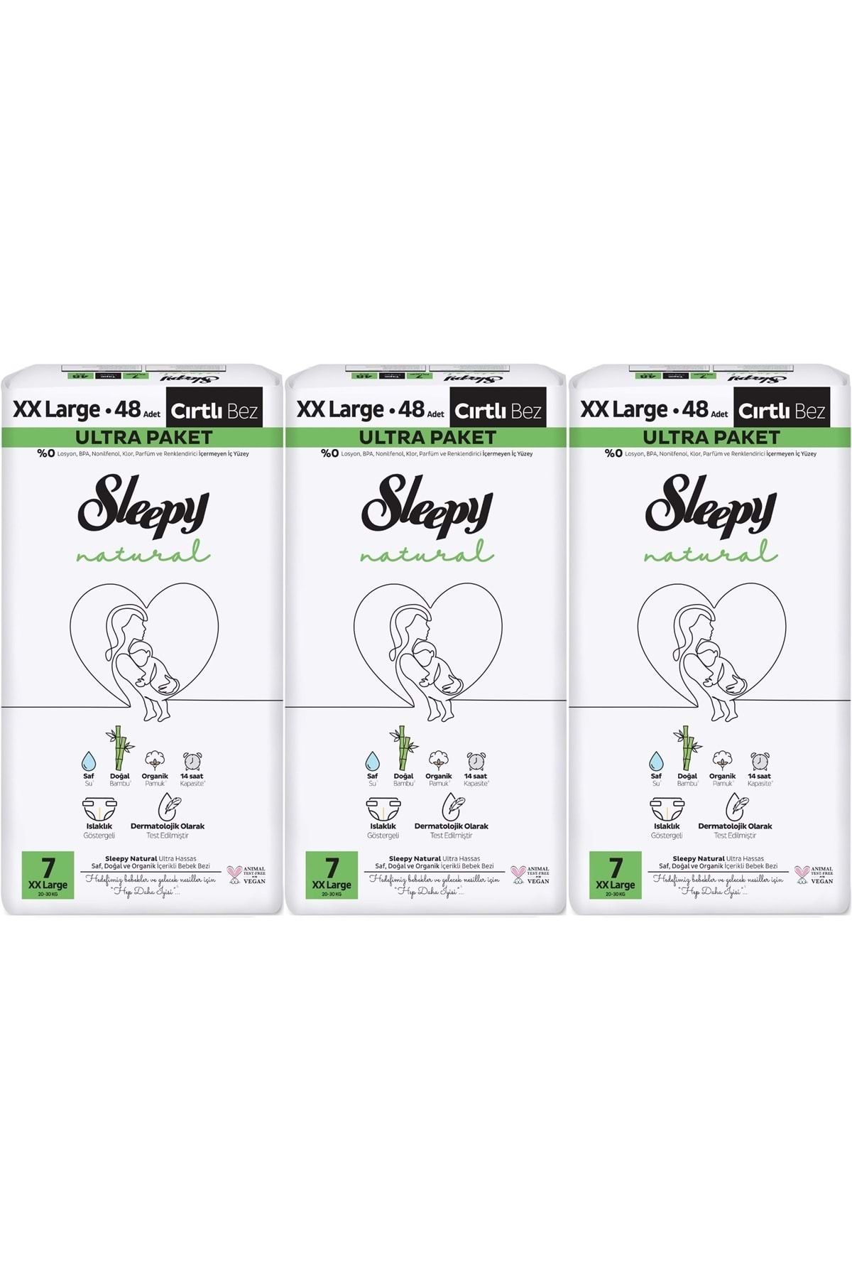 Sleepy Bebek Bezi Natural Beden:7 (20-30KG) Xx Large 144 Adet Aylık Ultra Pk