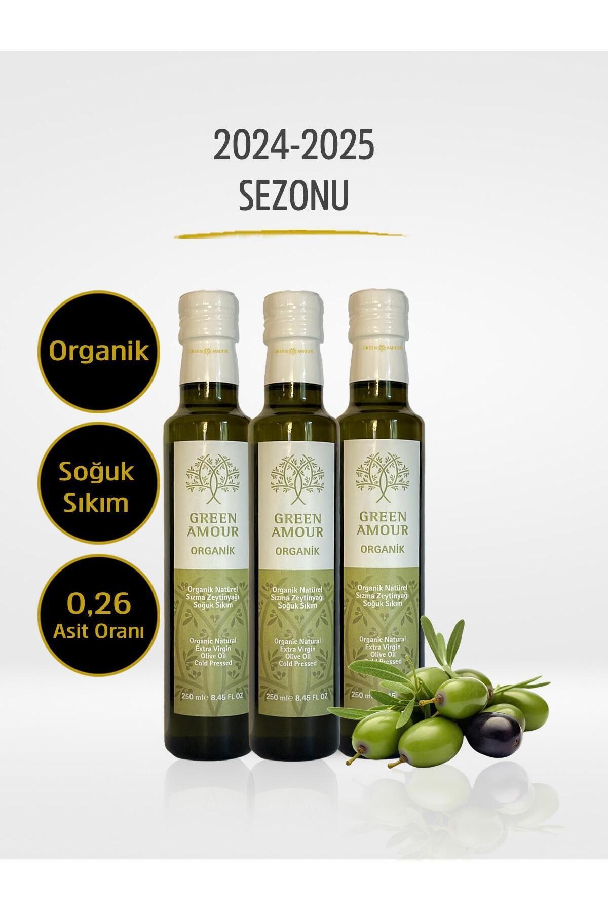 Green Amour Organik Soğuk Sıkım 0,26 Asit Zeytinyağı 250 ml