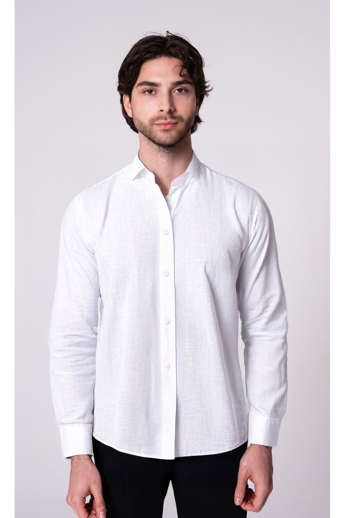 CRAFTLABEL Yeni Sezon Uzun Kollu Erkek %100 Keten Gömlek Slim Fit