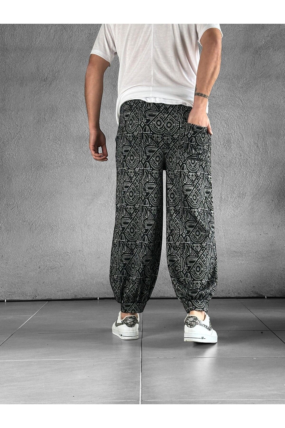 شلوار خاکستری مردانه الگوی قومی دوست پسر COCOPELLI