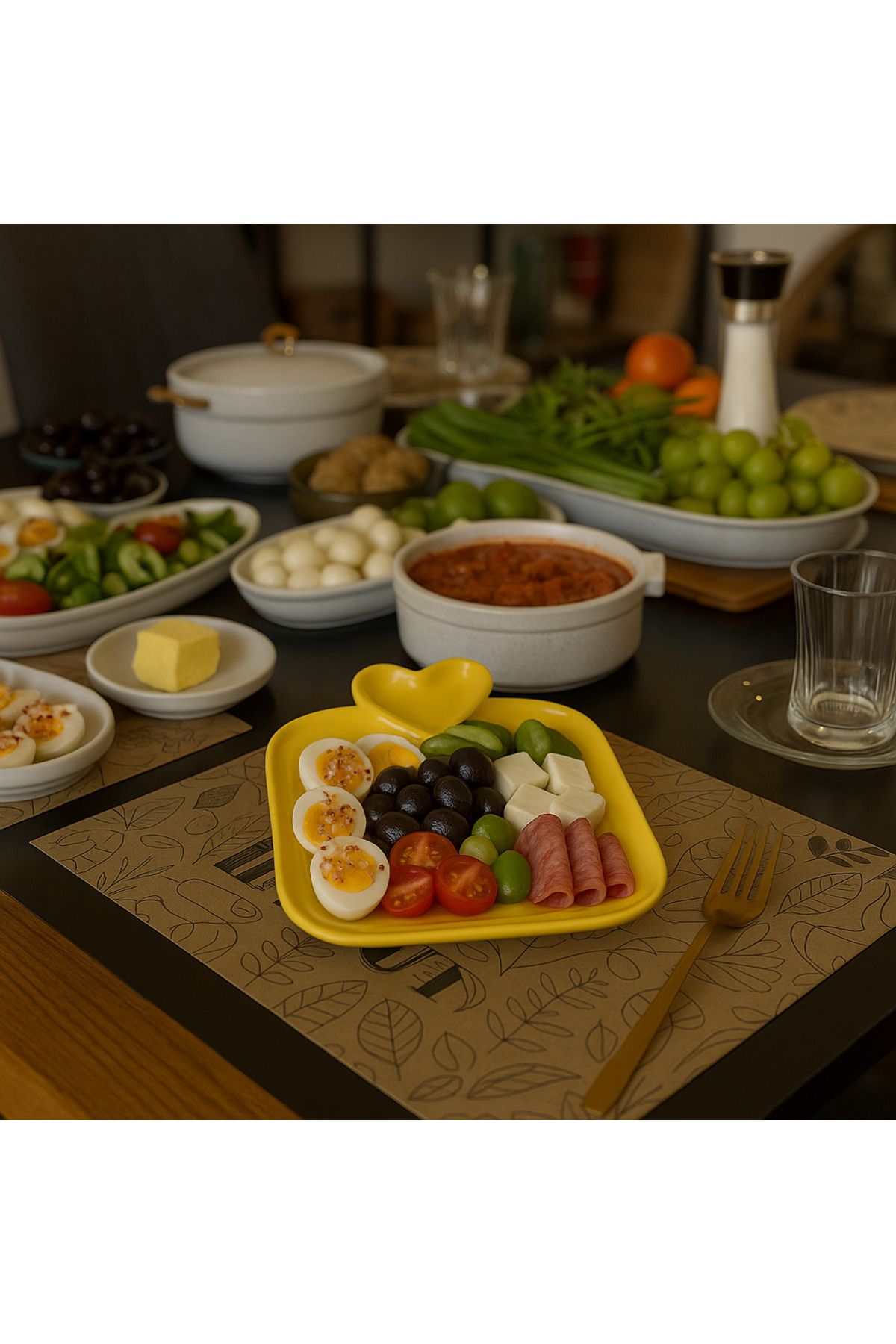 EvimizSepette Atıştırmalık Tabağı Kalp Şekilli Tatlı , Meyve , Kahvaltı Tabağı Servis , Sunum Tabağı