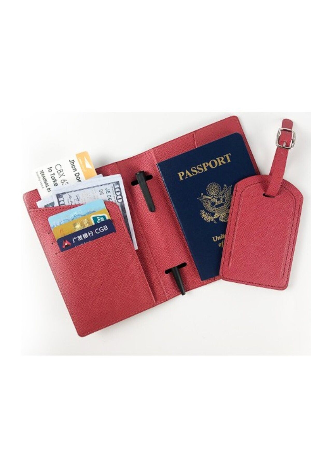 OEM Portofel Pentru Pasaport Si Carduri, 23x16 Cm, 70g, Din Piele Pu, Suport Pix, Acceso Unisex - 10