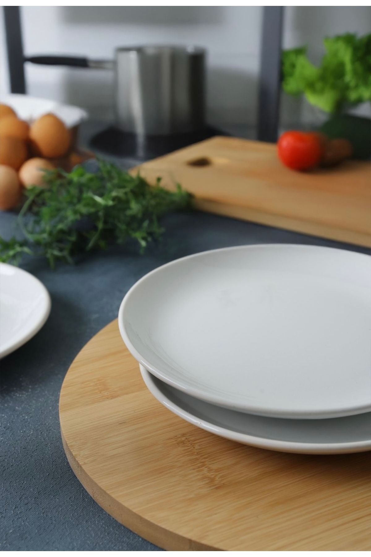 marika butik Beyaz Keramika Pasta Tabağı Beyaz Yuvarlak Pasta Tabağı
