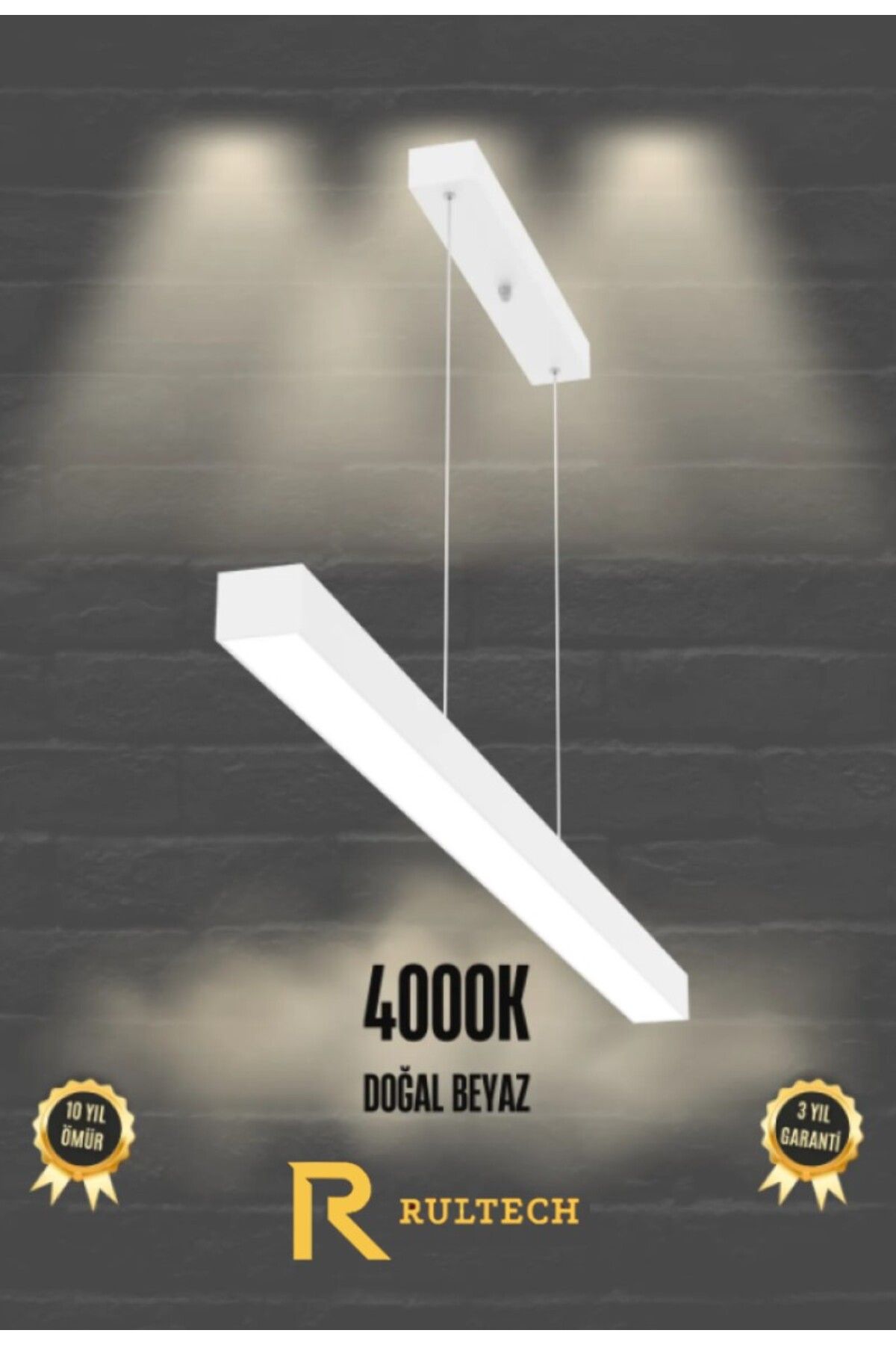 RRULTECH Lineer 60cm Beyaz Kasa Gün Işık 3000K Ledli Sarkıt Modern Led Avize, Salon, Mutfak, Masa Üstü Avize
