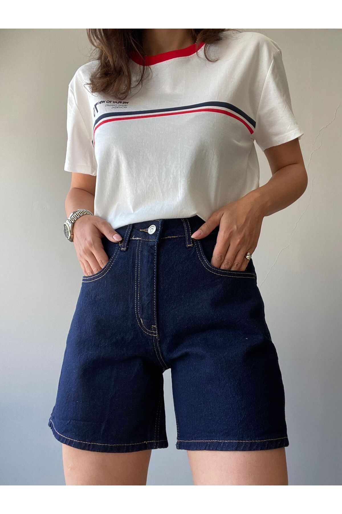 SHUR BOUTİQUE Yüksek Bel Denim Kot Şort