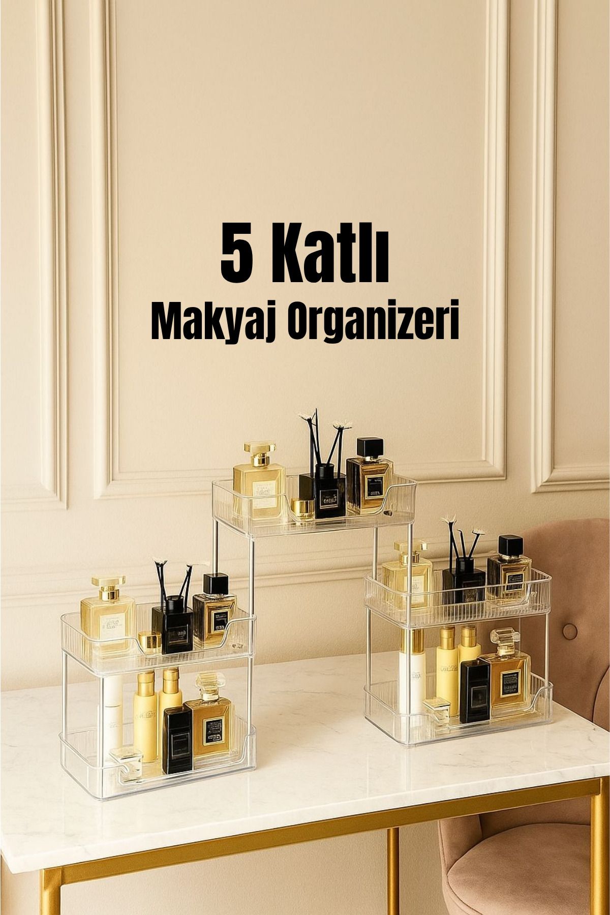 Metsar Home 5 Katlı Çok Amaçlı Makyaj Organizeri - Takı Düzenleyici Banyo Rafı Şampuanlık
