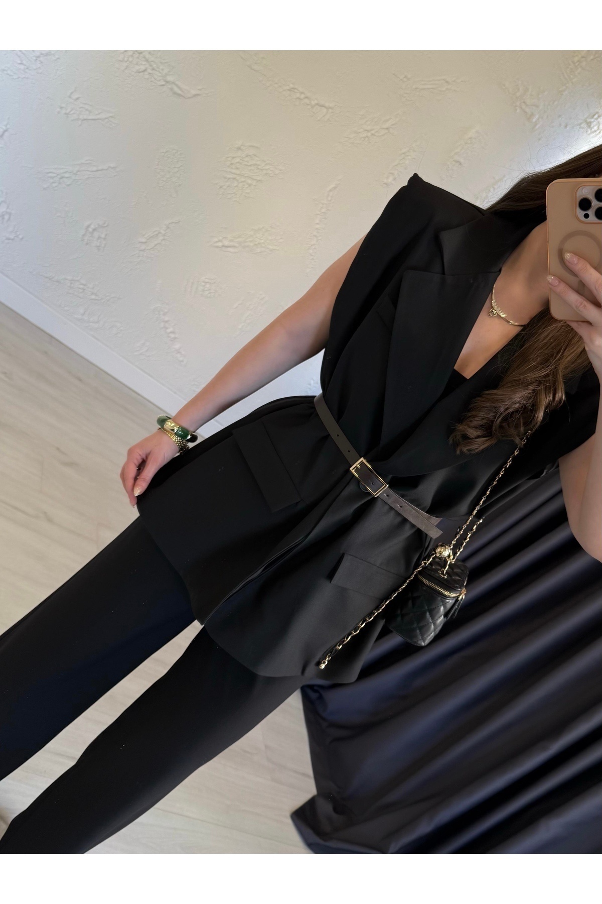 MissPul-Lined Belted Buttoned Oversize Vest 4