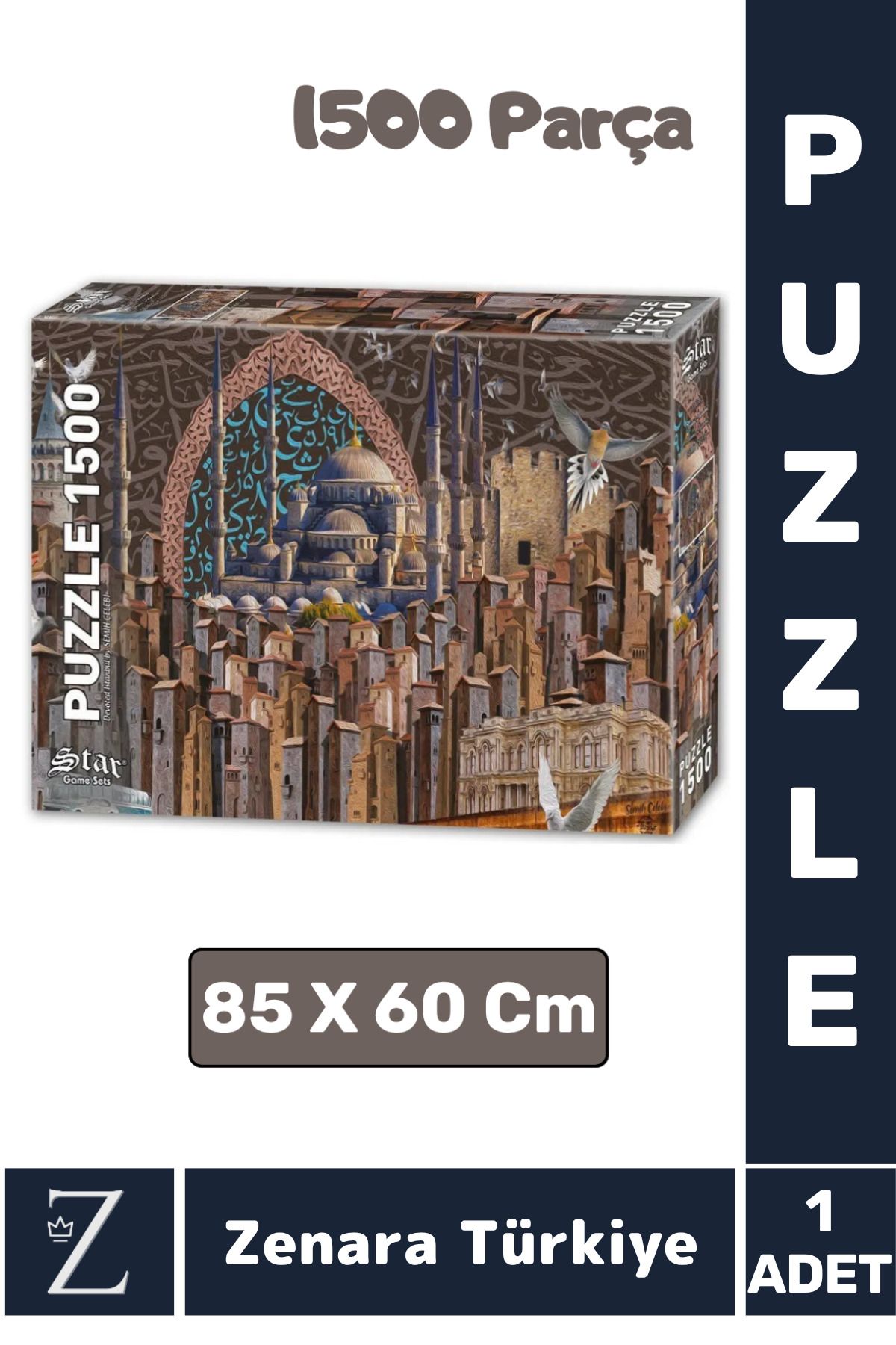 Zenara Eğlenceli Eğitici El Göz Görsel Algı Hafıza Beceri Geliştirici 1500 Parça PUZZLE ADANMIŞ İSTANBUL