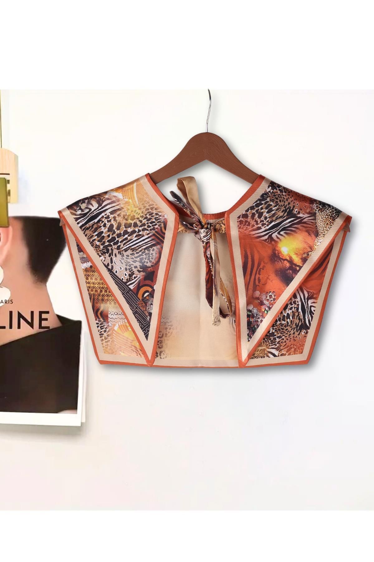 nurfemina Leopar Desenli Bağlamalı Modern Kadın Omuz Şalı