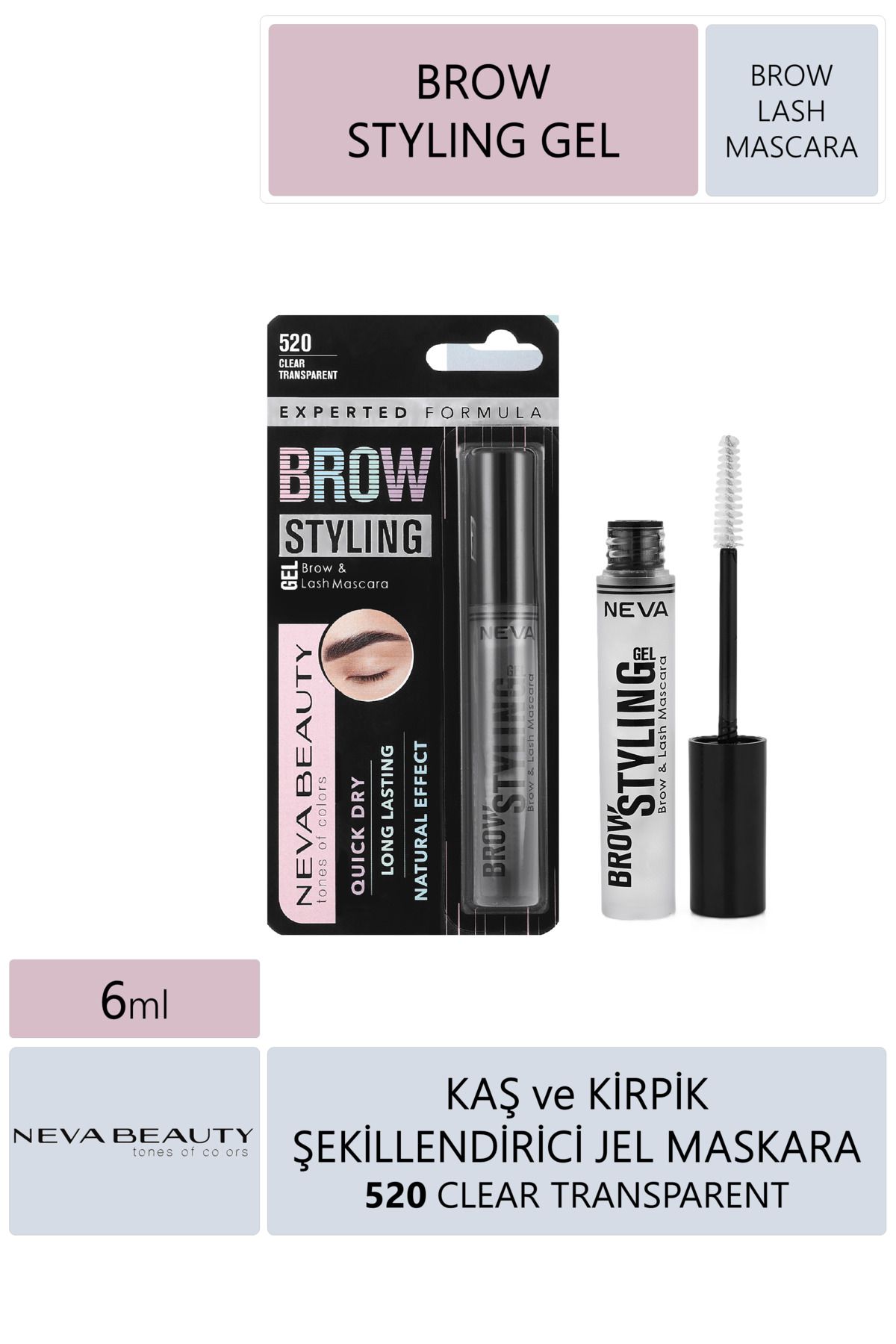 NEVA BEAUTY Kaş Şekillendirici Jel Kaş Ve Kirpik Maskarası 6ml (VEGAN)